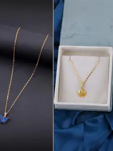 DressBerry Set of 2 Brass Minimal Necklace