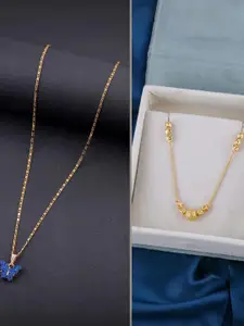 DressBerry Set of 2 Brass Minimal Necklace