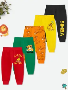 YK Disney Infant Boys Pack Of 5 Printed Cotton Mid Rise Joggers
