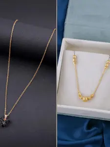 DressBerry Set of 2 Butterfly & Ethnic Minimal Necklaces