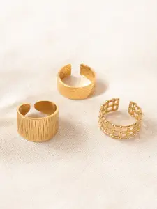 Niska Set Of 3 Gold-Plated Adjustable FingerRing