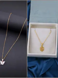 DressBerry Set of 2 Brass Minimal Necklace