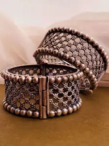 Anouk Sangria Set of 2 German Silver Plated & Floral Shaped Kada Bangle set