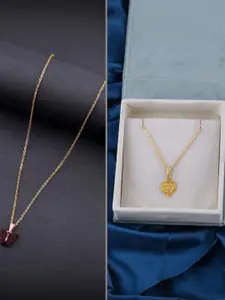 DressBerry Set of 2 Brass Minimal Necklace