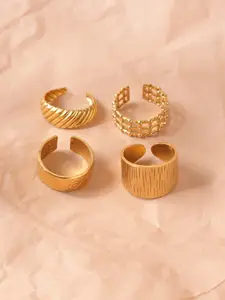 Niska Set Of 4 Gold-Plated Adjustable FingerRing