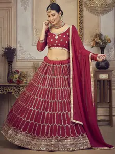 KALINI Embroidered Sequinned Semi-Stitched Lehenga & Unstitched Blouse With Dupatta