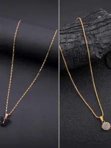 DressBerry Set of 2 Brass Minimal Necklace