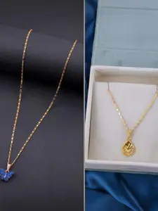 DressBerry Set of 2 Brass Minimal Necklace