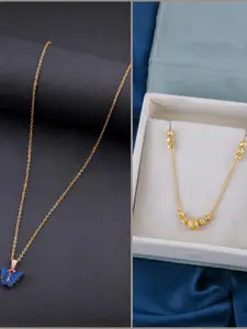 DressBerry Set of 2 Brass Minimal Necklace