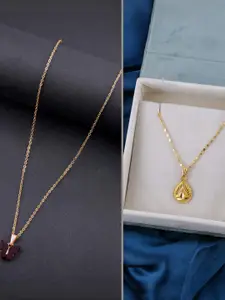 DressBerry Set of 2 Brass Minimal Necklace