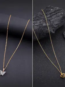 DressBerry Set of 2 Brass Minimal Necklace