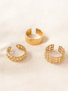 Niska Set Of 3 Gold-Plated Adjustable Finger Ring