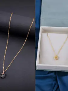 DressBerry Set of 2 Brass Minimal Necklace