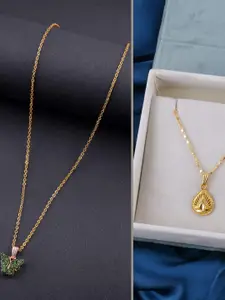 DressBerry Set of 2 Brass Minimal Necklace