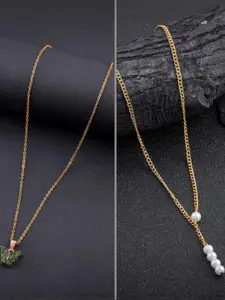 DressBerry Set of 2 Brass Minimal Necklace