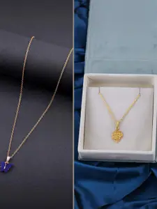 DressBerry Set of 2 Brass Minimal Necklace