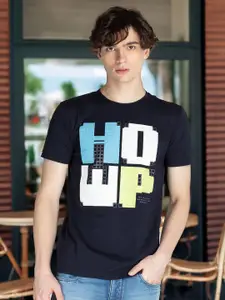 Status Quo Men Typography Printed Round Neck Cotton T-shirt