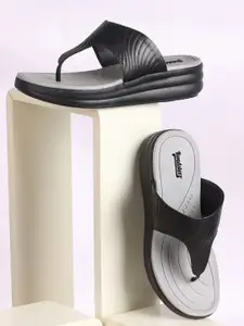 The Roadster Lifestyle Co. Women Textured Round Toe Open Toe Flats