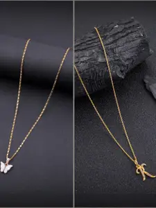 DressBerry Set of 2 Brass Minimal Necklace