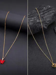 DressBerry Set of 2 Brass Minimal Necklace