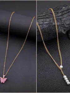 DressBerry Set of 2 Brass Minimal Necklace