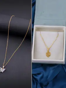 DressBerry Set of 2 Brass Minimal Necklace