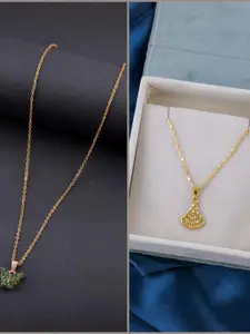 DressBerry Set of 2 Brass Minimal Necklace