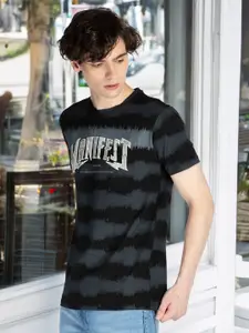 Status Quo Men Abstract Printed Round Neck Pure Cotton T-shirt