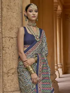 Anouk Ajrak Printed Block Banarasi Saree