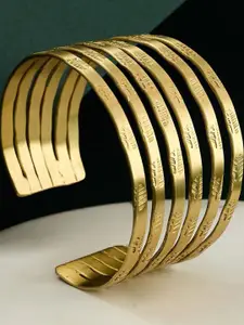 Anouk Dressberry Gold- Plated & texured layered cuff minimal bangle