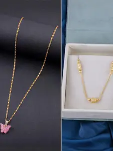 DressBerry Set of 2 Butterfly & Ethnic Minimal Necklaces