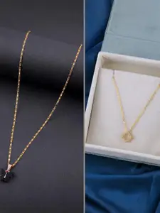 DressBerry Set of 2 Brass Minimal Necklace