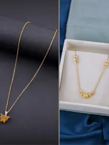 DressBerry Set of 2 Brass Minimal Necklace