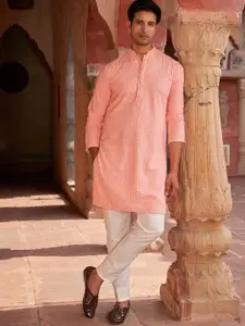 Jompers Men Embroidered Regular Sequinned Kurta Set