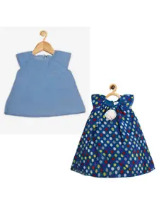 Creative Kids Girls Pack of 2 Polka Dot Print Georgette A-Line Dress