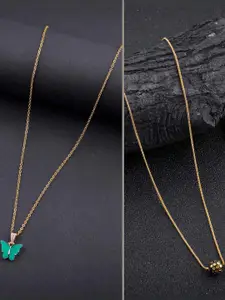 DressBerry Set of 2 Brass Minimal Necklace