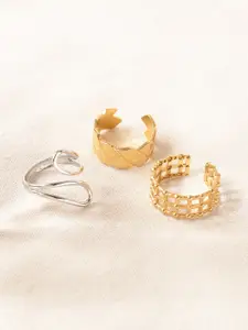 Niska Set Of 3 Gold-Plated Stainless Steel Finger Rings