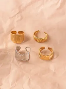 Niska Set Of 4 Gold-Plated Adjustable FingerRing