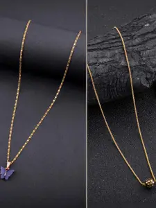 DressBerry Set of 2 Brass Minimal Necklace