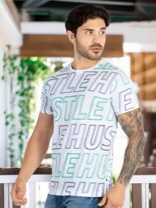 Status Quo Typographic Printed Round Neck Pure Cotton T-shirt