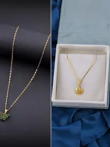 DressBerry Set of 2 Brass Minimal Artificial Beads Necklace