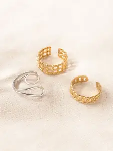Niska Set Of 3 Gold-Plated Stainless Steel Finger Rings