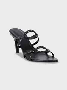 20Dresses Women Solid Slim Heel Sandals with Ethnic - Embellished