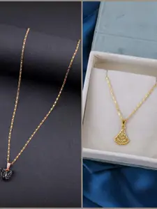 DressBerry Set of 2 Brass Minimal Necklace