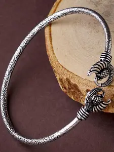 Anouk Sangria German Silver Plated & Peacock Shaped Adjustable Bangle