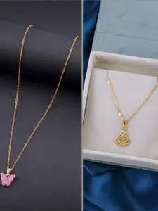 DressBerry Set of 2 Brass Minimal Necklace