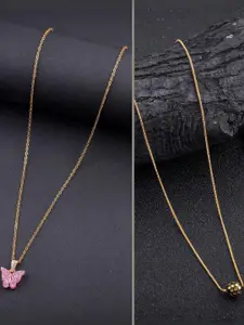 DressBerry Set of 2 Brass Minimal Necklace