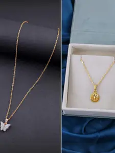 DressBerry Set of 2 Brass Minimal Necklace