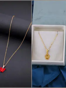 DressBerry Set of 2 Brass Minimal Necklace