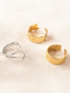 Niska Set Of 3 Gold-Plated Adjustable Finger Rings